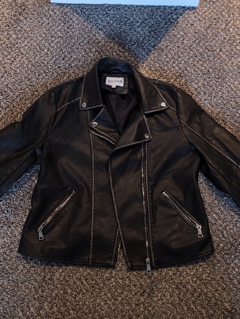 Vigoss Black Distressed Leather Jacket